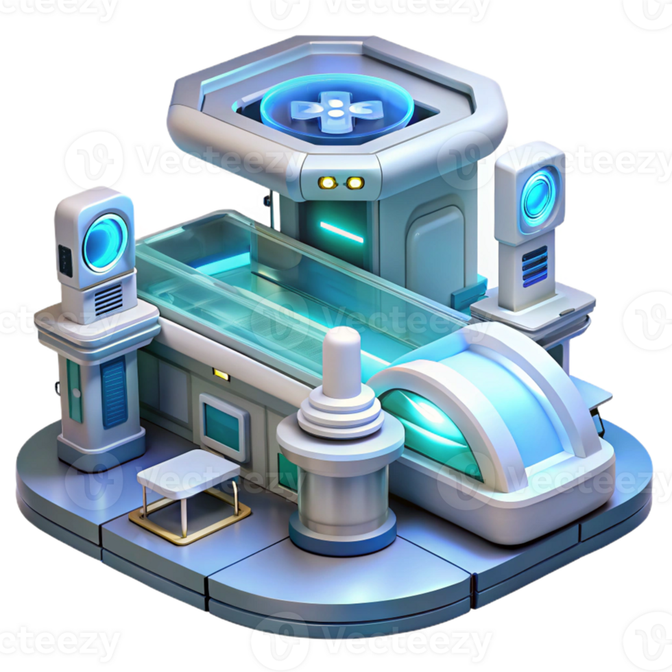 dramatic classic A futuristic hospital, with advanced medical technology and holographic displays. Clean, sterile lighting, futuristic design exclusive png