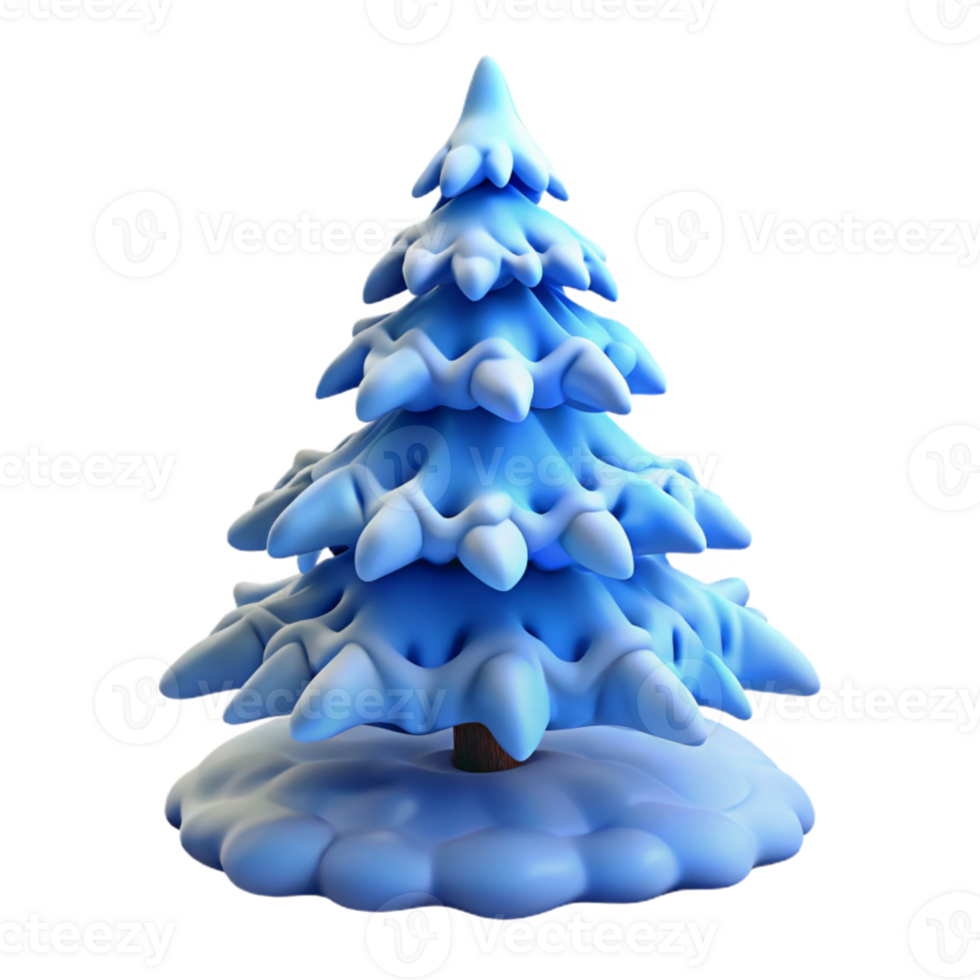 impressive vintage A snow-covered pine tree, winter landscape, cold blue light, realistic render, high resolution png