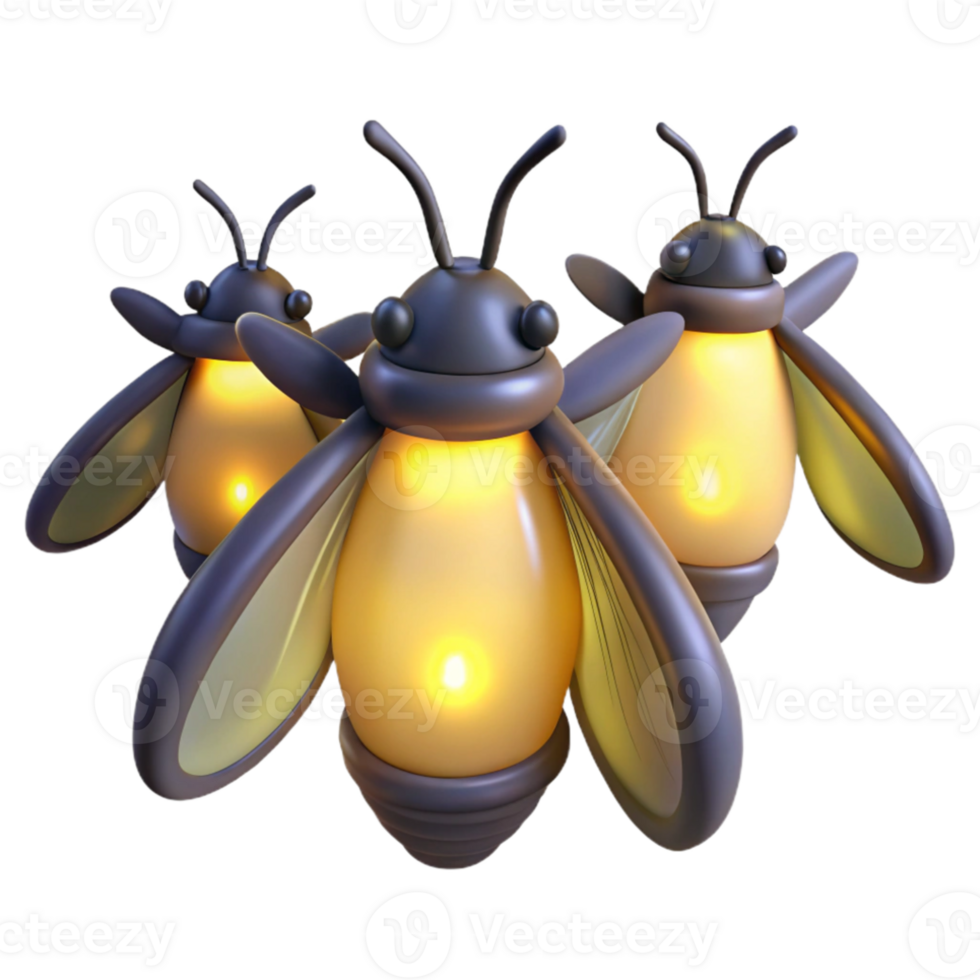 magnificent modern A group of fireflies at dusk, glowing softly, magical realism, dark background lighting, 4K png