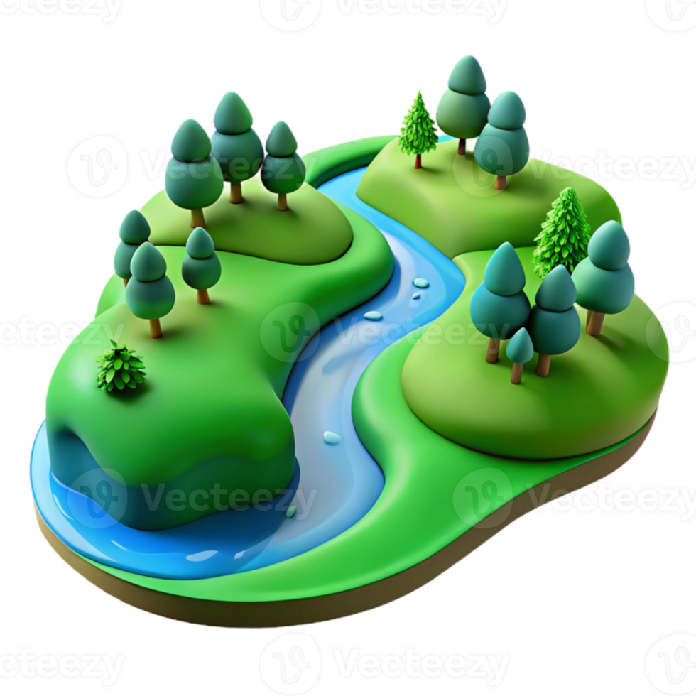 dramatic rustic A winding river through a green valley, aerial view, vibrant greens and blues, realistic photography, 4K png