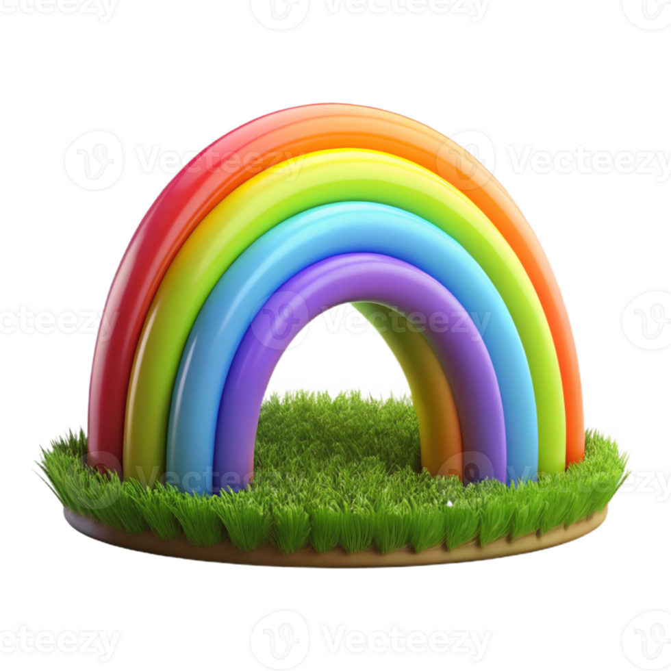 beautiful traditional A vibrant rainbow arcing over a green field, vibrant colors, fantasy art style, high resolution png