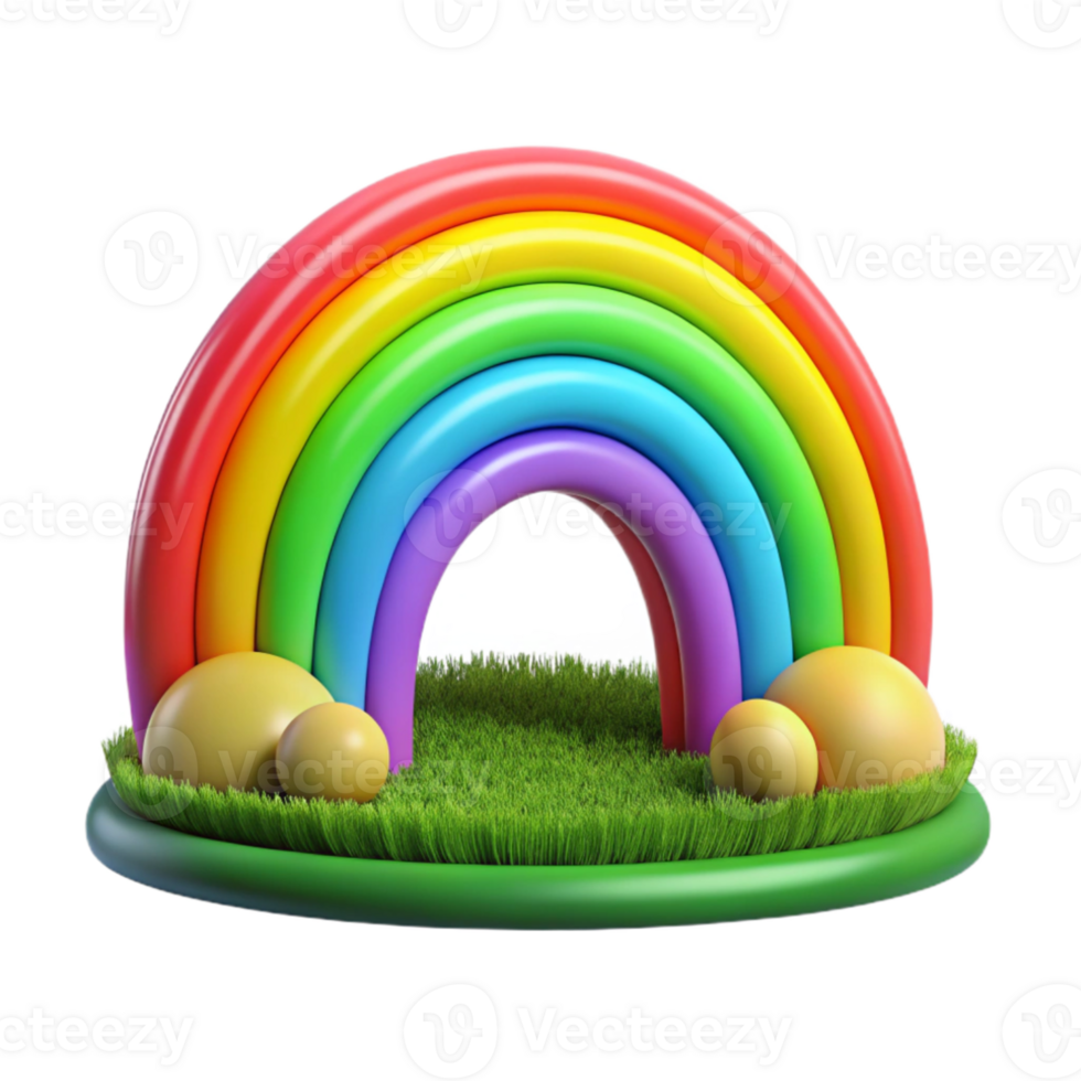 beautiful traditional A vibrant rainbow arcing over a green field, vibrant colors, fantasy art style, professional png