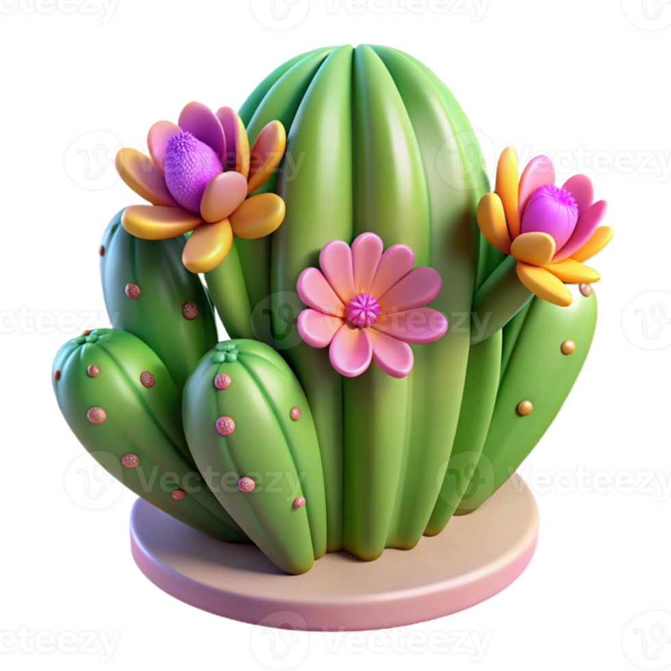 dramatic rustic A desert cactus with blooming flowers, vibrant colors, harsh lighting, stylized art, genuine png
