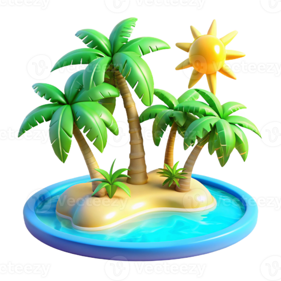 extraordinary minimalist A tropical beach with palm trees and turquoise water, vibrant colors, sunny lighting, photorealistic, detailed png
