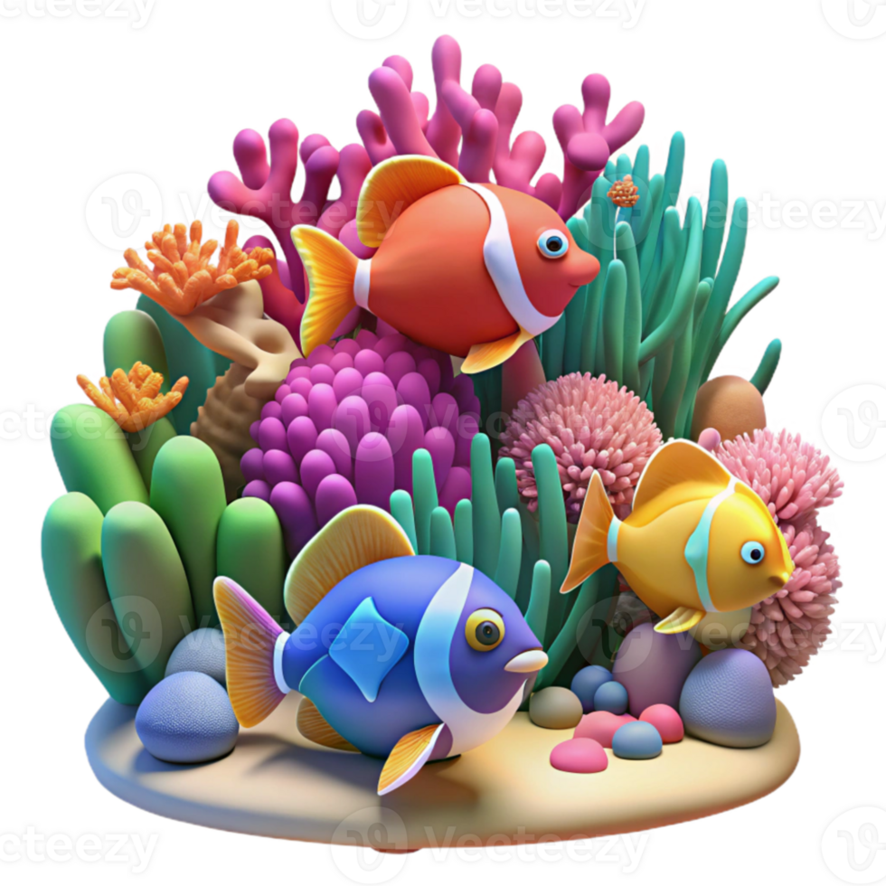 dramatic artistic A coral reef teeming with colorful fish, underwater scene, vibrant colors, natural lighting, premium png