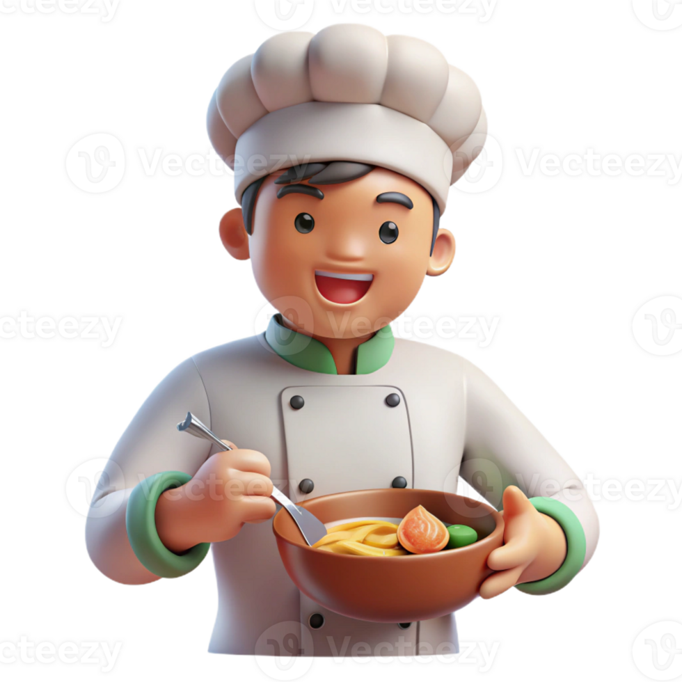 dramatic creative A cheerful chef prepares a delicious-looking ramen dish. Warm kitchen lighting. Slice-of-life anime style genuine png
