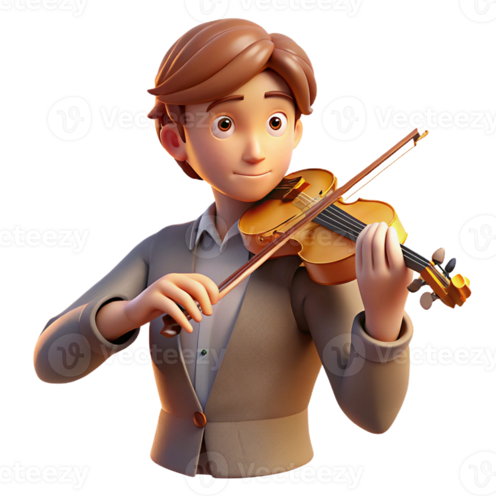 beautiful contemporary A young musician plays a soulful melody on a violin. Soft, spotlight lighting. Music anime style exclusive png