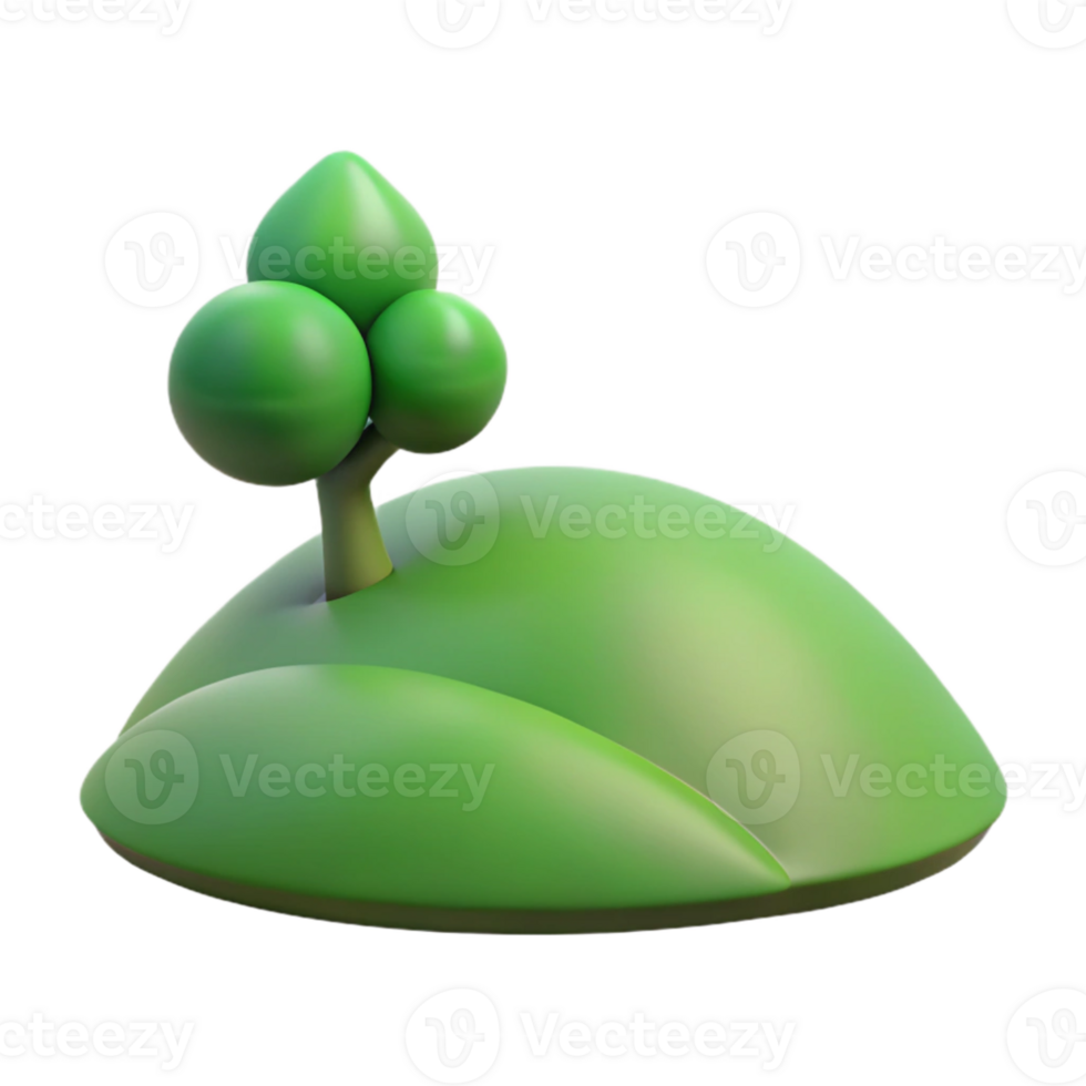 impressive classic A rolling green hill with a single tree on top, peaceful scene, soft lighting, realistic rendering, genuine png