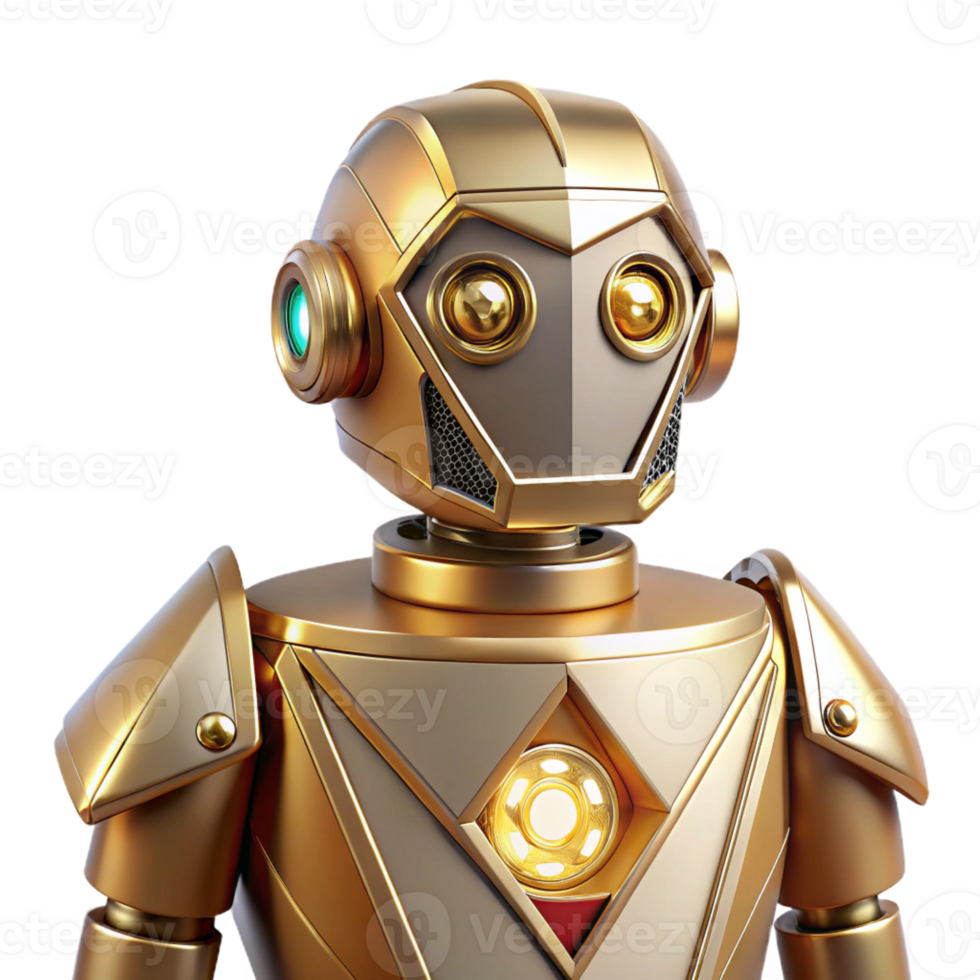 extraordinary abstract An elegant, art deco robot with gold accents and geometric shapes, illuminated by soft, ambient lighting, in an art deco style original png
