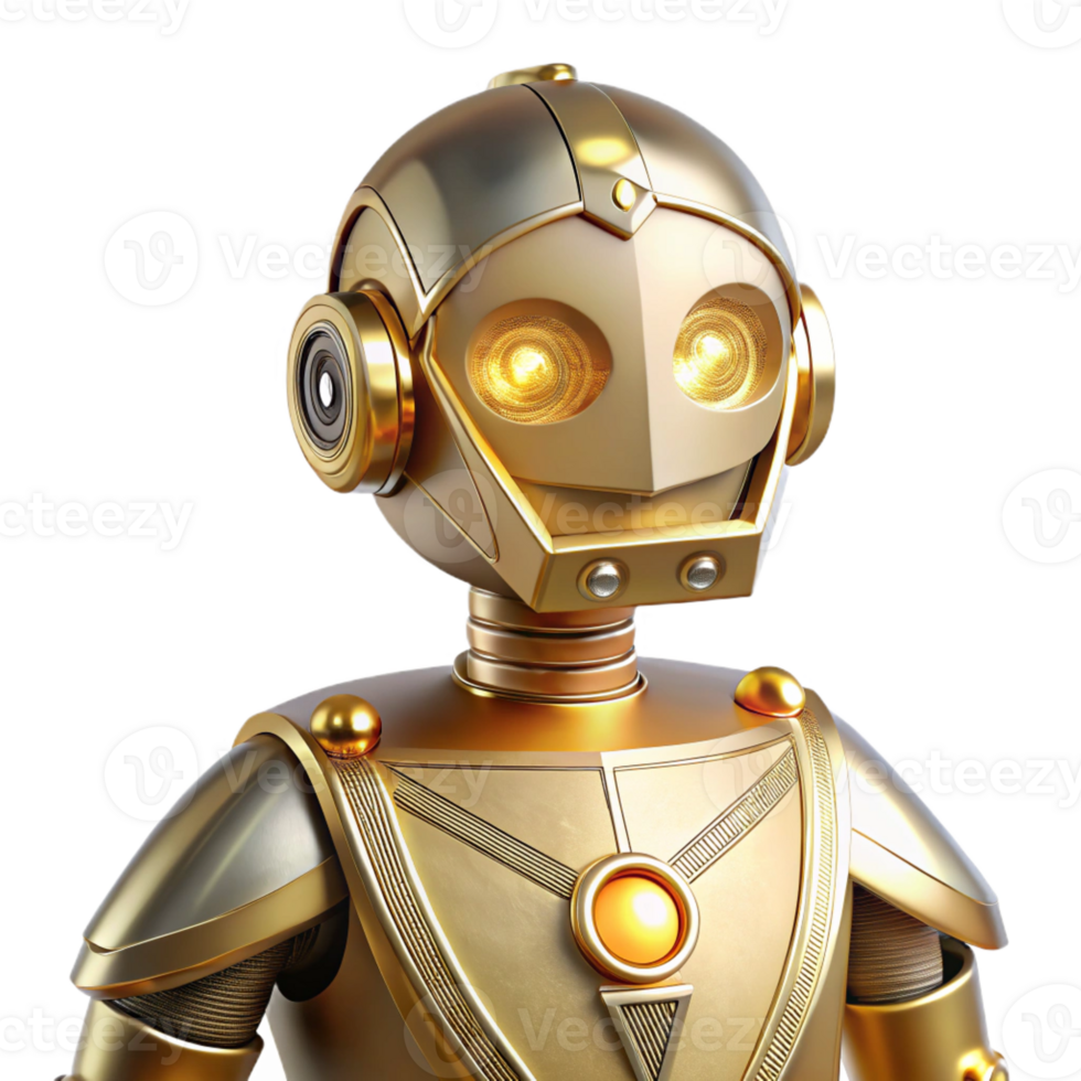beautiful modern An elegant, art deco robot with gold accents and geometric shapes, illuminated by soft, ambient lighting, in an art deco style detailed png