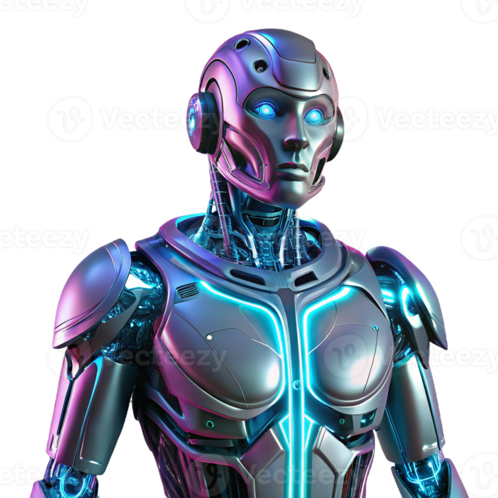 beautiful traditional A futuristic, humanoid robot with translucent skin revealing intricate circuitry, illuminated by neon lights, in a cyberpunk style exclusive png