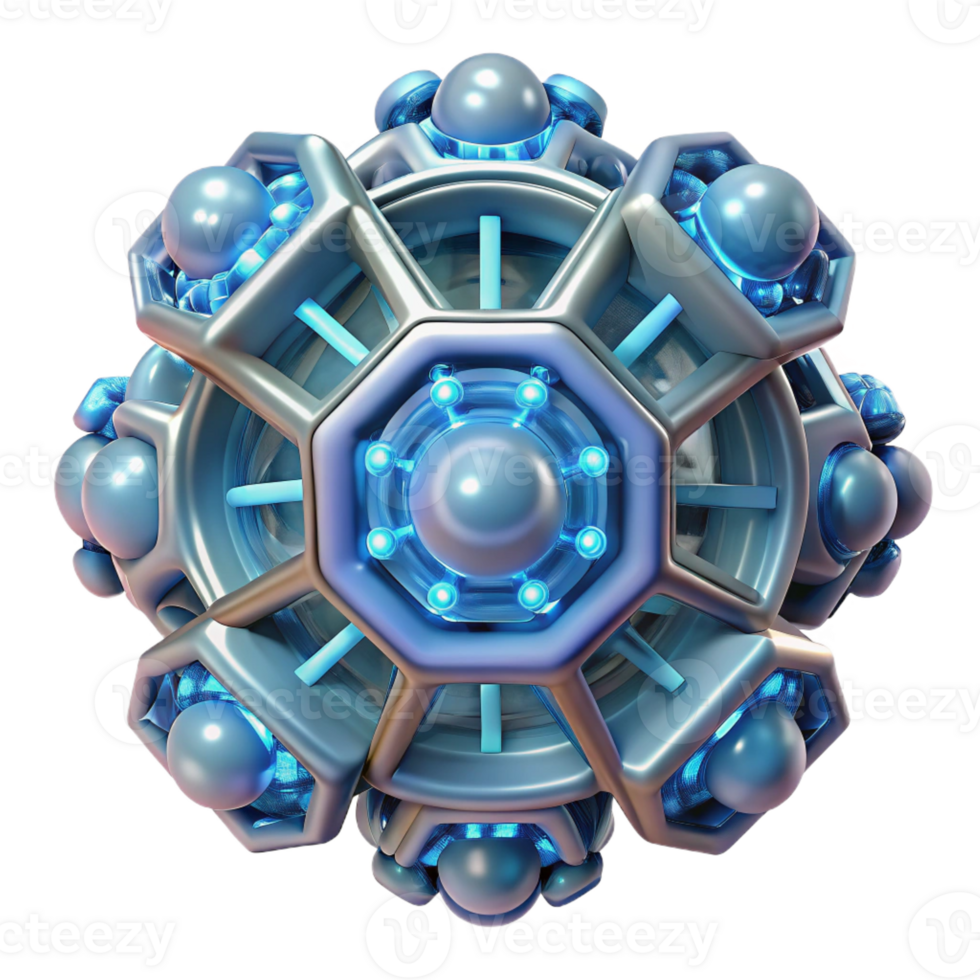 extraordinary modern A group of nanobots forming complex geometric patterns, illuminated by microscopic light, in an abstract style high quality png