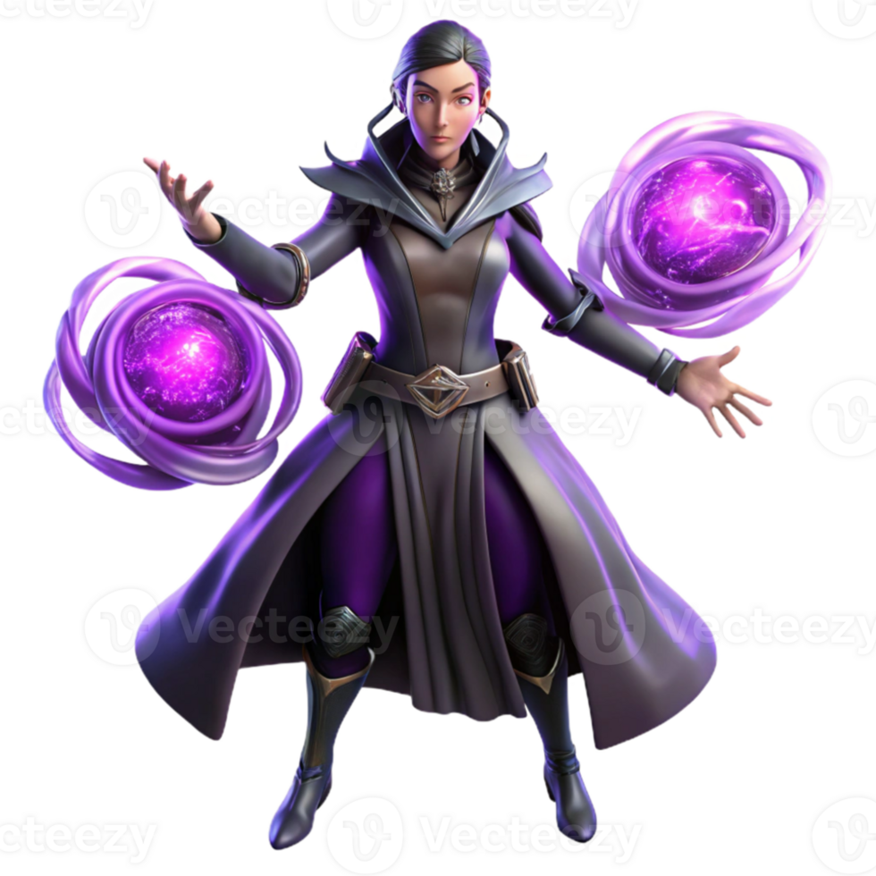 serene classic A powerful sorceress with glowing hands, summoning a swirling vortex of magical energy. Cosmic horror style high resolution png