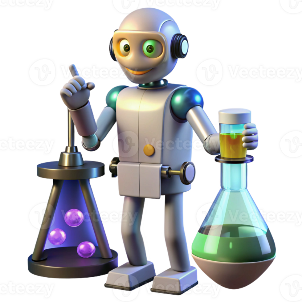 vibrant rustic A robot scientist conducting experiments in a lab, illuminated by laboratory lighting, in a scientific style 4K png