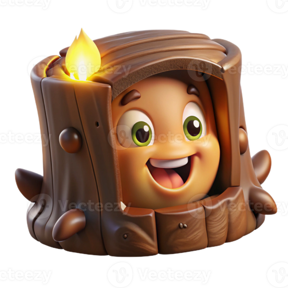 extraordinary minimalist A mischievous brownie with a mischievous grin, hiding in a hollow log, lit by a beam of sunlight. Celtic mythology style detailed png