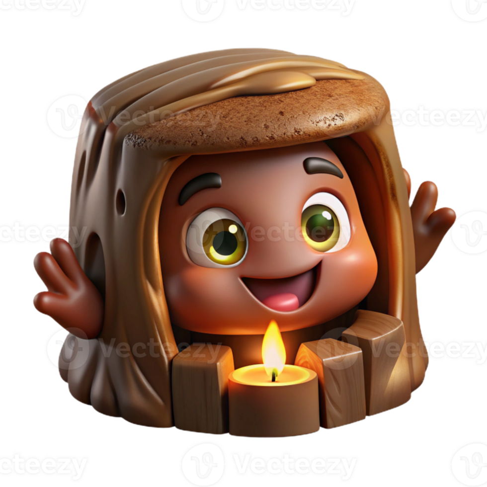 extraordinary rustic A mischievous brownie with a mischievous grin, hiding in a hollow log, lit by a beam of sunlight. Celtic mythology style authentic png