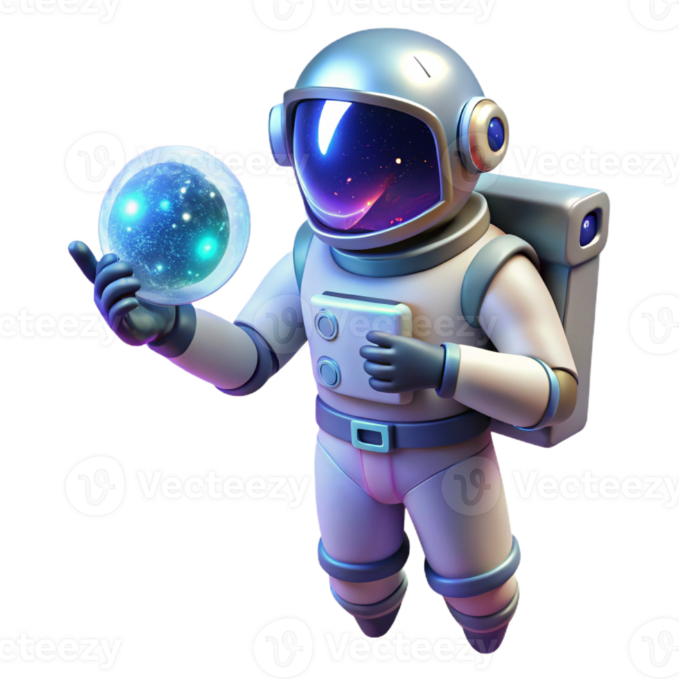 magnificent contemporary A lone astronaut using a holographic interface in deep space, nebulae providing soft background glow, science fiction style detailed png