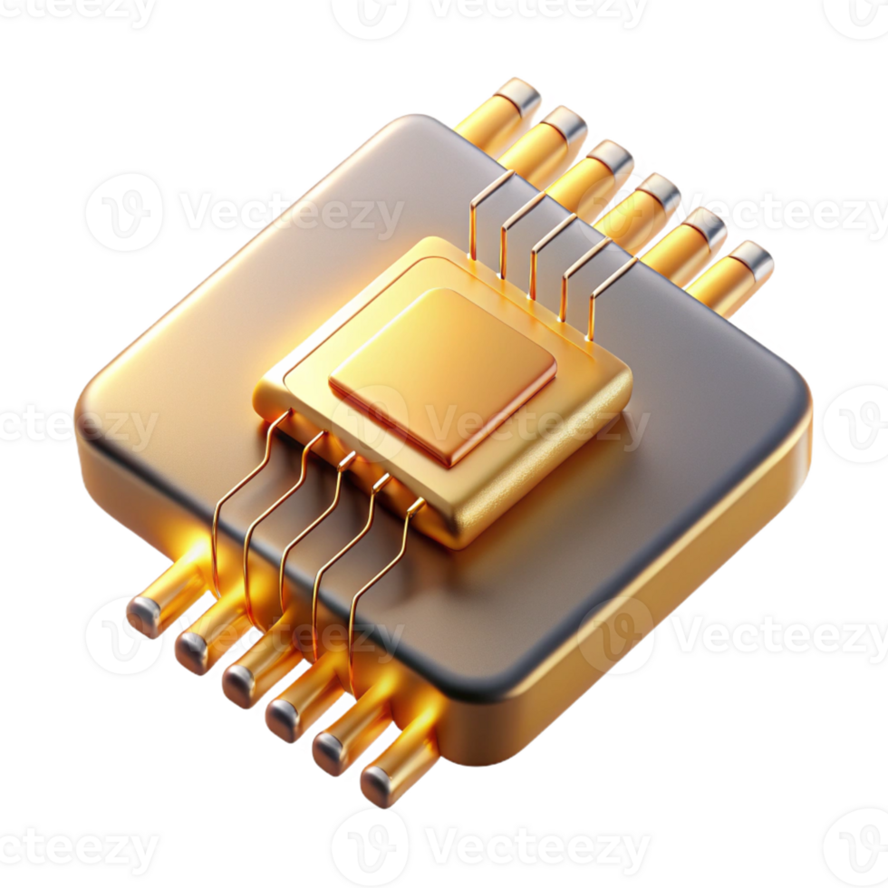 vibrant rustic A close-up of a microchip revealing intricate circuitry, golden light highlighting its complexity, technical illustration style professional png