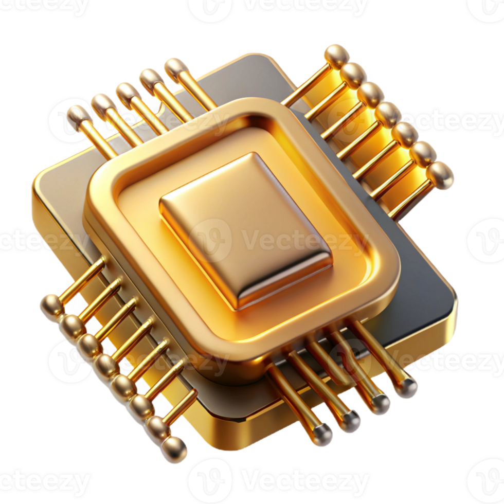 wonderful minimalist A close-up of a microchip revealing intricate circuitry, golden light highlighting its complexity, technical illustration style high resolution png