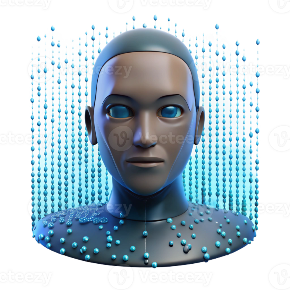 serene vintage A digital human face emerging from a stream of binary code, dramatic lighting, futuristic portrait style high quality png