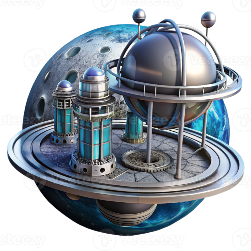 elegant minimalist Space station orbiting a distant planet, intricate metallic structures, panoramic views of the cosmos, realistic lighting, sci-fi, detailed png