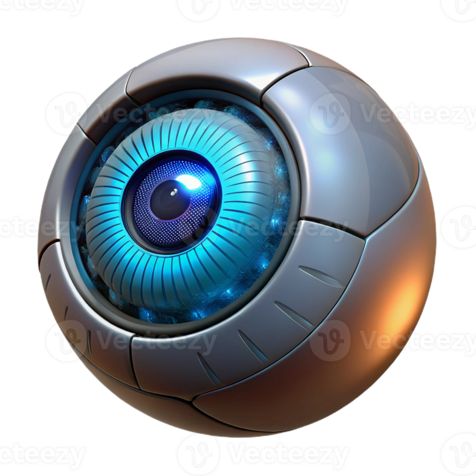 impressive classic A cybernetic eye close-up, intricate details and glowing iris, dramatic lighting, cyberpunk style 4K png