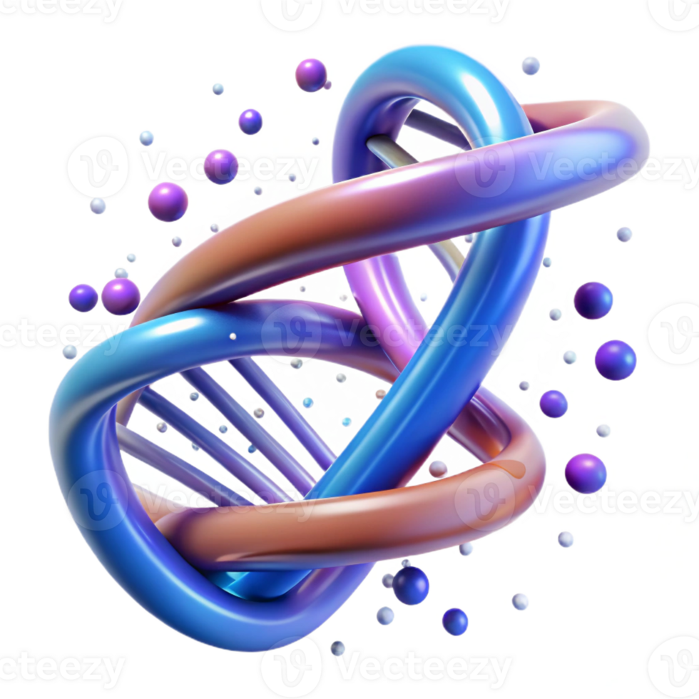 extraordinary modern A DNA strand spiraling through a digital environment, glowing particles, scientific visualization style genuine png
