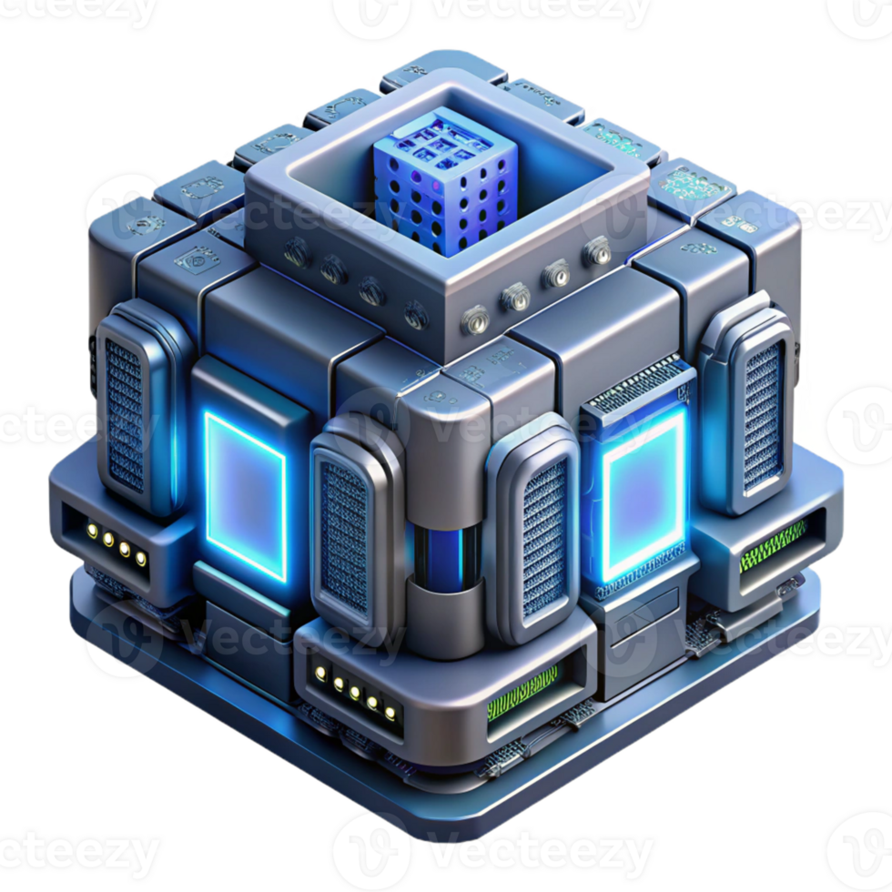 stunning modern Isometric projection of a complex modular building system, vibrant colors, abstract geometric shapes, playful and dynamic, architectural illustration, exclusive png