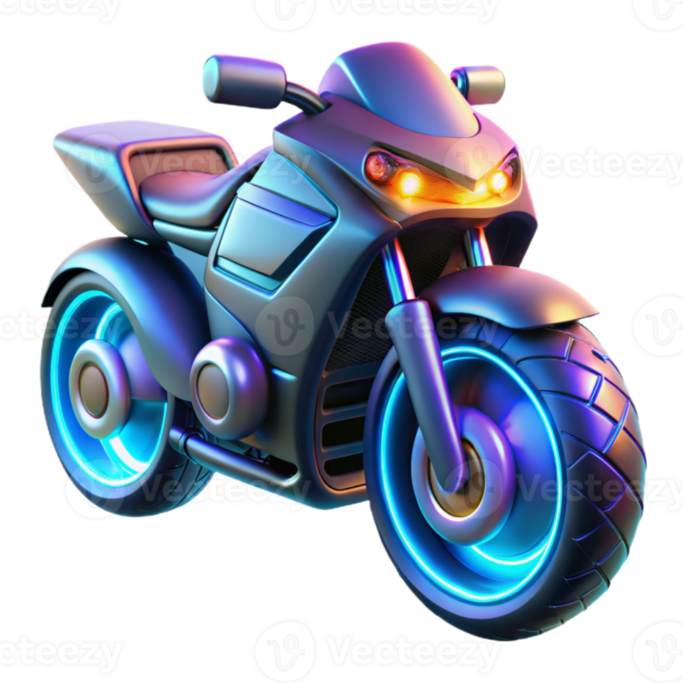 magnificent abstract A futuristic motorcycle with glowing neon accents, sleek design, dramatic lighting, cyberpunk style detailed png