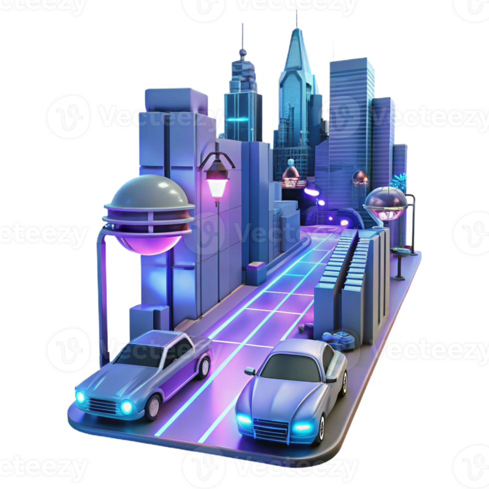 stunning classic A futuristic city street with flying cars and holographic advertisements, neon lighting, cyberpunk style premium png