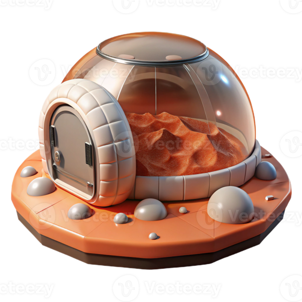 elegant minimalist Inflatable habitat for Mars, translucent membrane structure, red Martian landscape, harsh sunlight, sci-fi and futuristic, authentic png