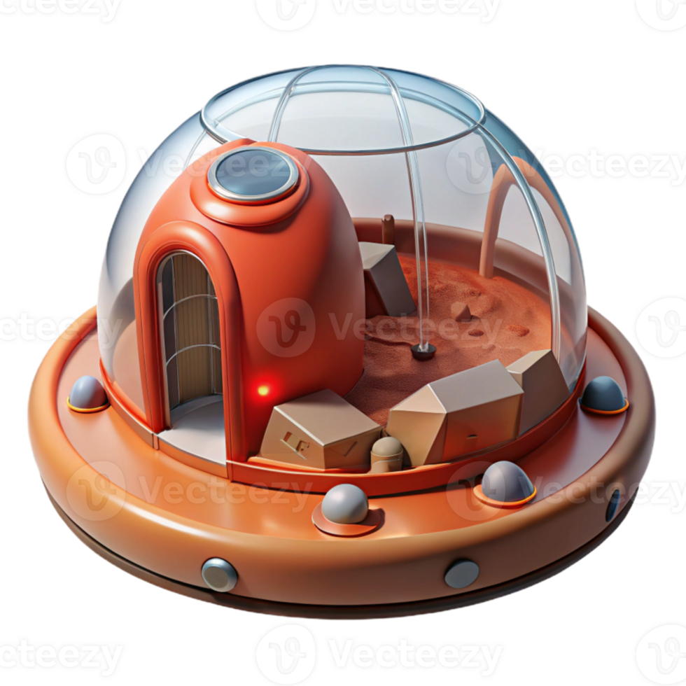 wonderful classic Inflatable habitat for Mars, translucent membrane structure, red Martian landscape, harsh sunlight, sci-fi and futuristic, authentic png