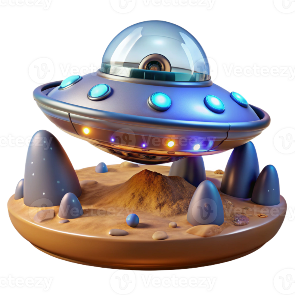 stunning creative A futuristic spaceship landing on a desolate planet, dramatic lighting, science fiction style 4K png
