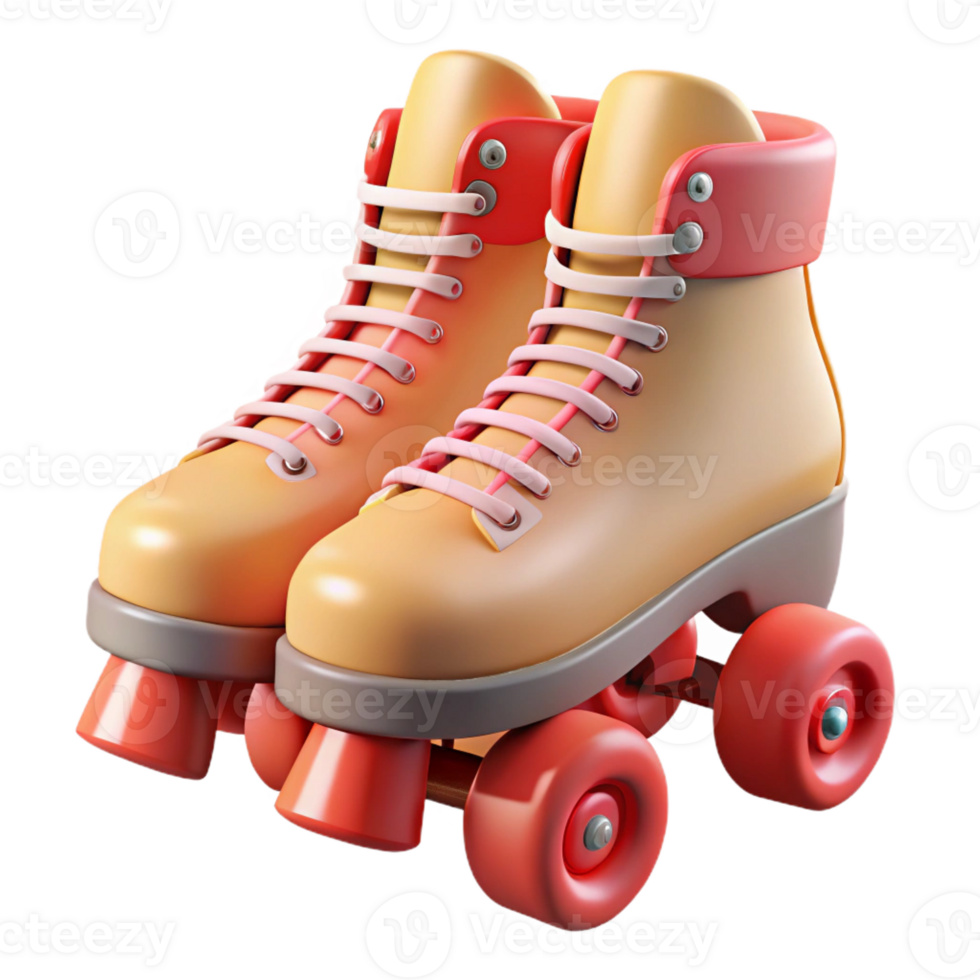 elegant traditional A pair of vintage roller skates with red laces, pastel colors, soft natural lighting, retro 1950s style professional png
