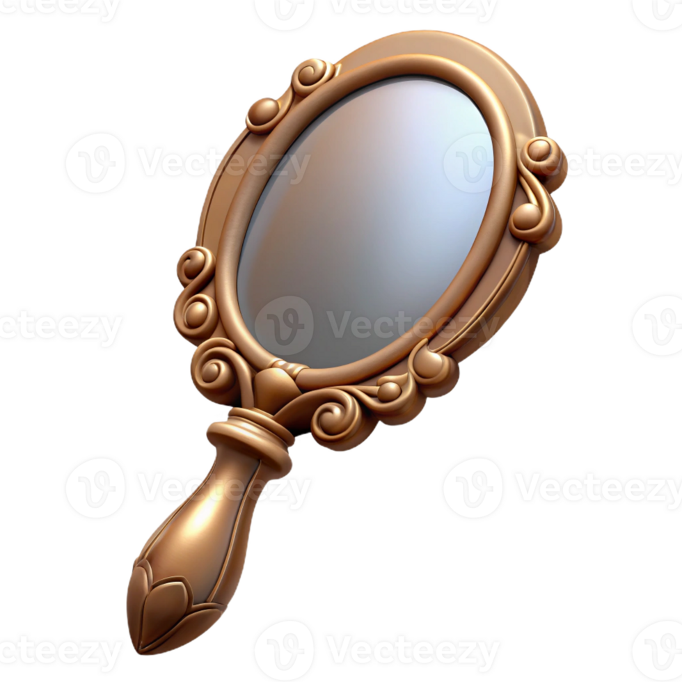 vibrant creative A vintage hand mirror with an ornate frame, soft diffused lighting, Art Nouveau style original png