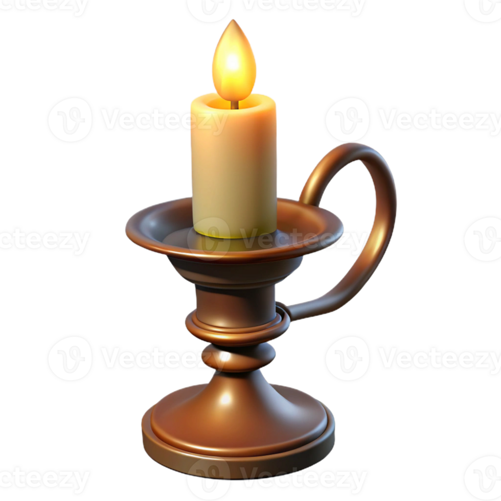 magnificent artistic A vintage candlestick with a flickering candle, warm candlelight, gothic style, realistic rendering premium png