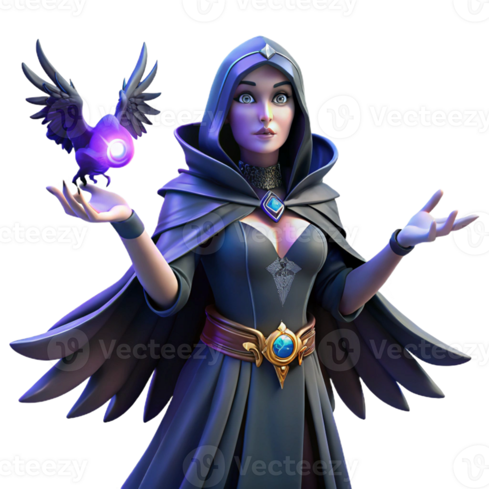 impressive minimalist A powerful Morrigan, the phantom queen, transforming into a raven, illuminated by dark magic. Celtic mythology style high resolution png