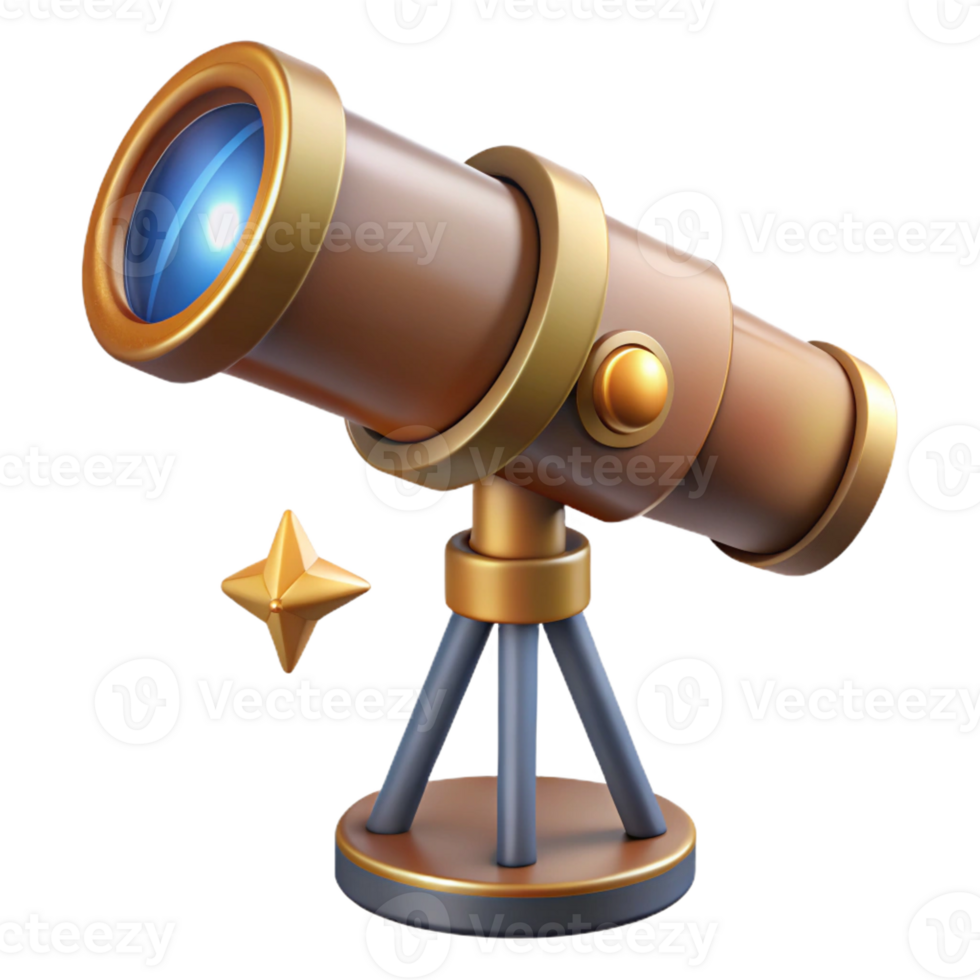 serene modern A vintage telescope pointing towards the stars, dark background, vintage astronomy style, realistic rendering professional png