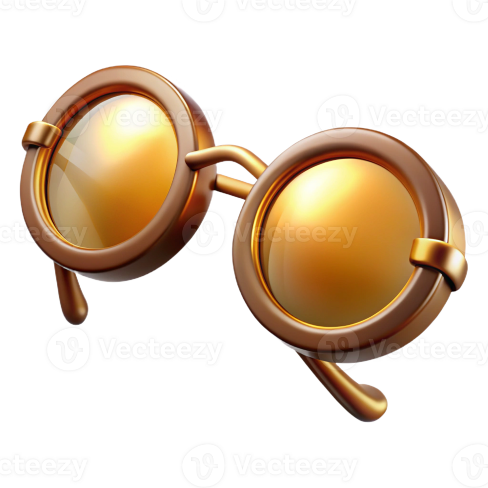 serene contemporary A vintage pair of spectacles with round lenses, warm golden lighting, intellectual style high resolution png