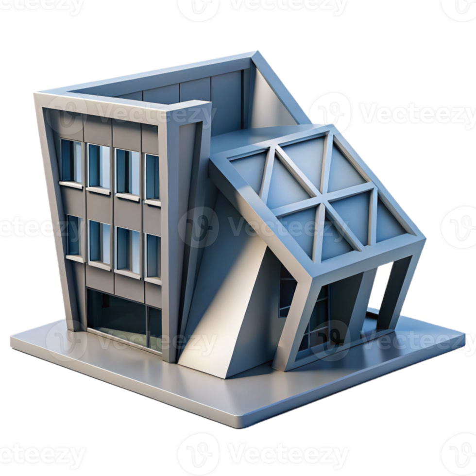 extraordinary artistic Deconstructivist office building, sharp angles, harsh shadows, brutalist style high resolution png