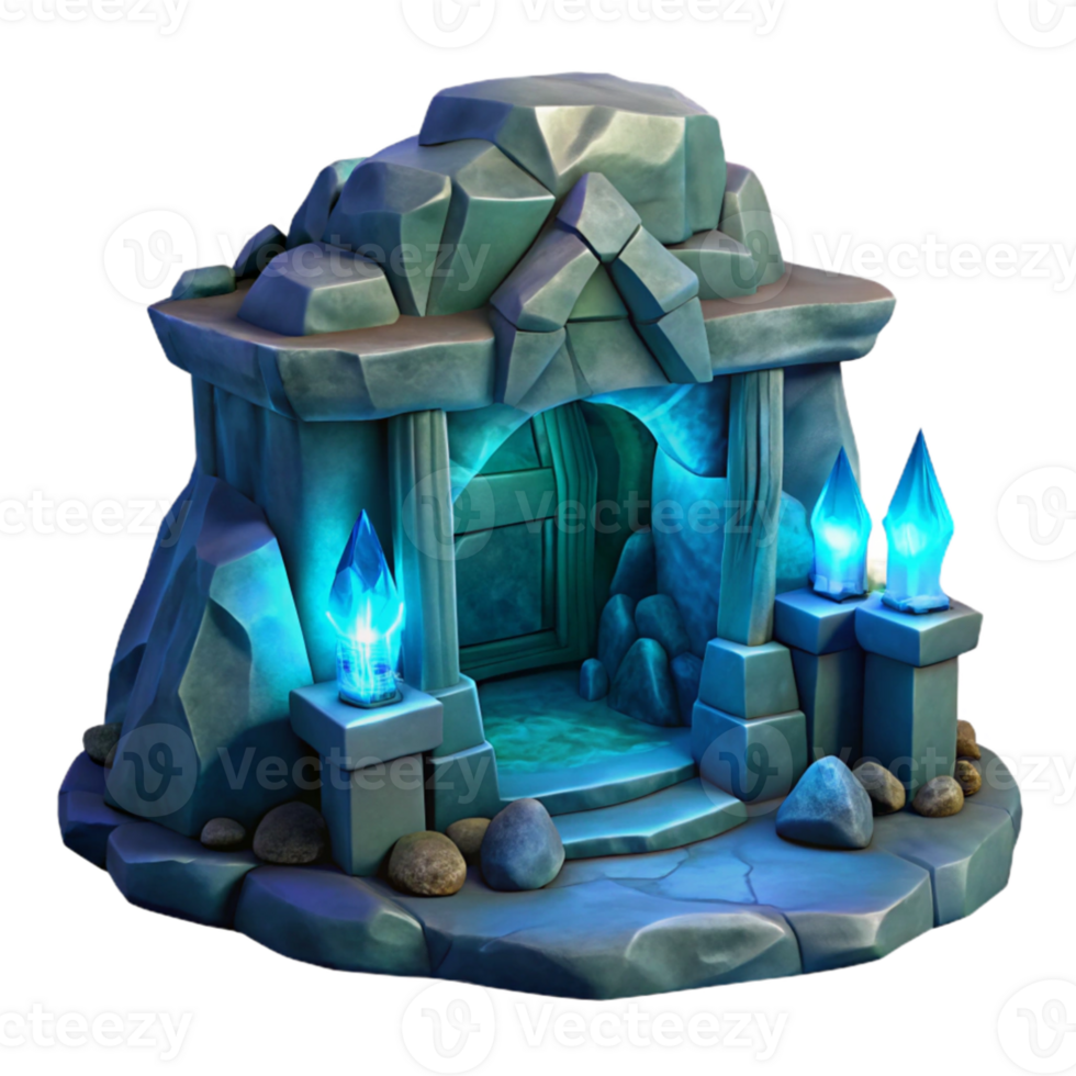 dramatic minimalist Subterranean dwelling, carved from rock, bioluminescent lighting, fantasy style high resolution png