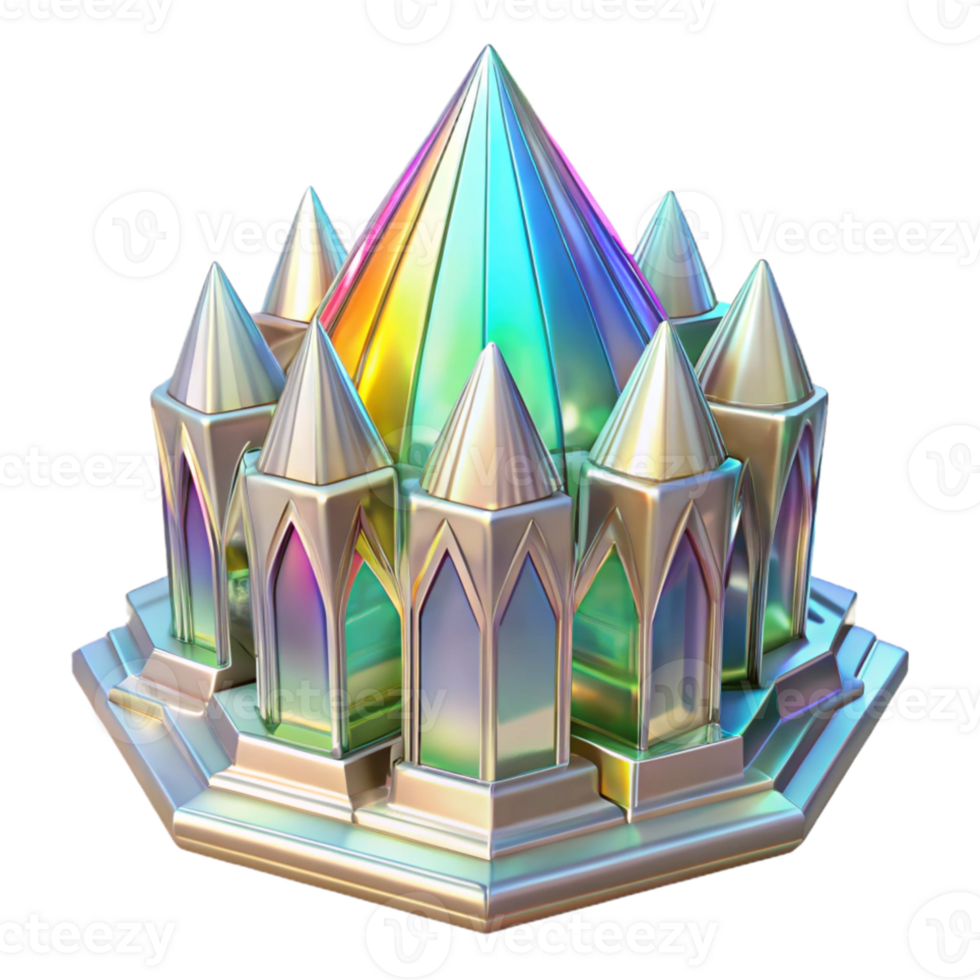impressive modern Crystal palace, intricate facets, rainbow refractions, art nouveau style original png