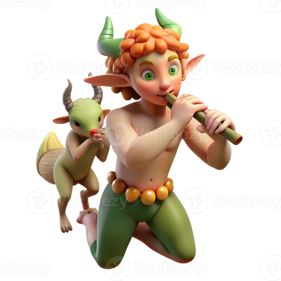 dramatic rustic A mischievous satyr playing a pan flute, surrounded by dancing nymphs, in a twilight forest, in a vibrant, Impressionist style exclusive png