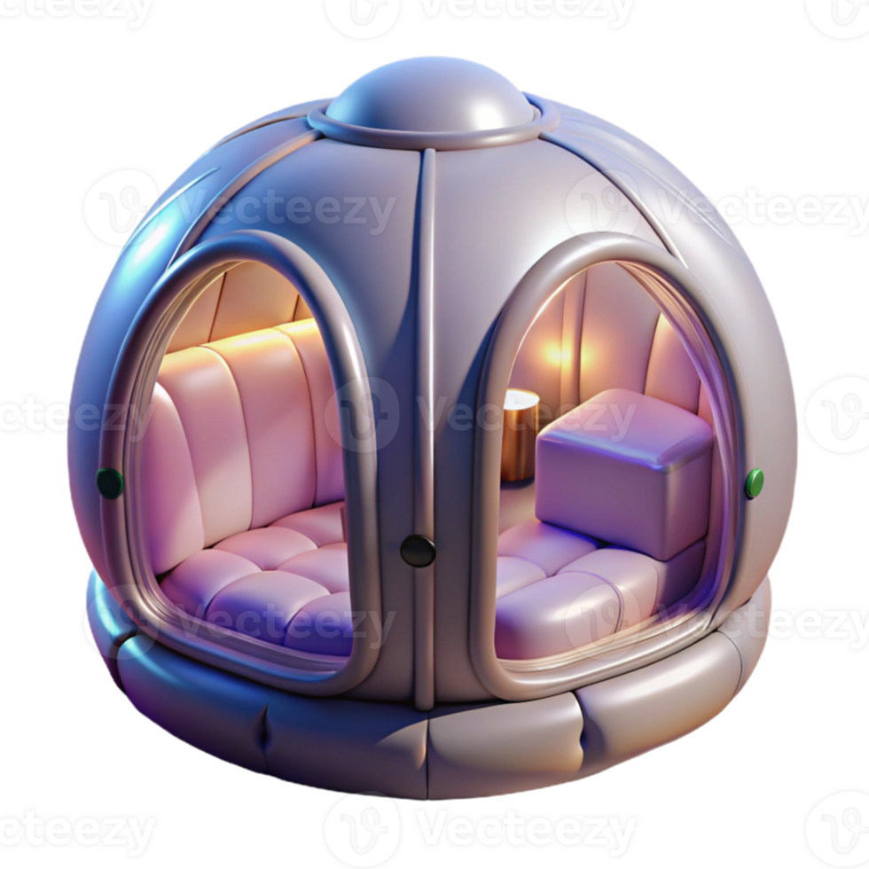 elegant creative Inflatable living module, translucent material, soft internal lighting, futuristic style 4K png