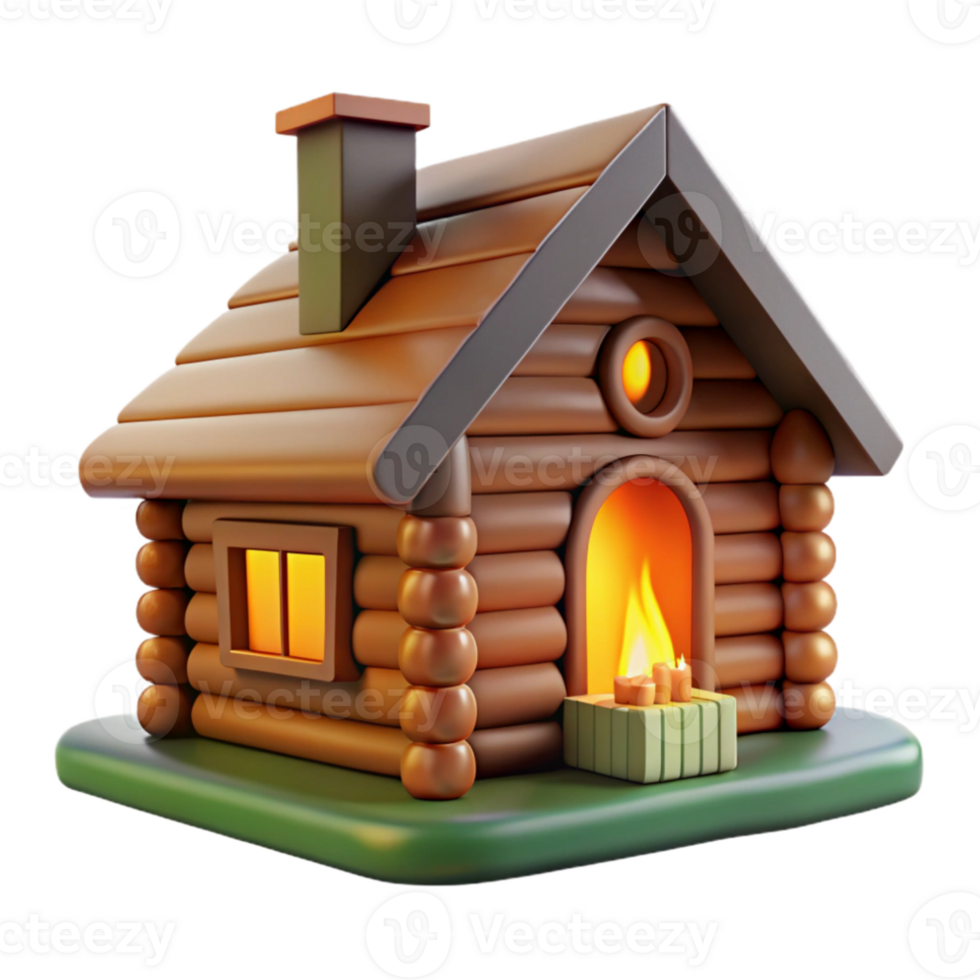 elegant traditional Traditional log cabin, rustic wood, warm firelight, cozy style high quality png