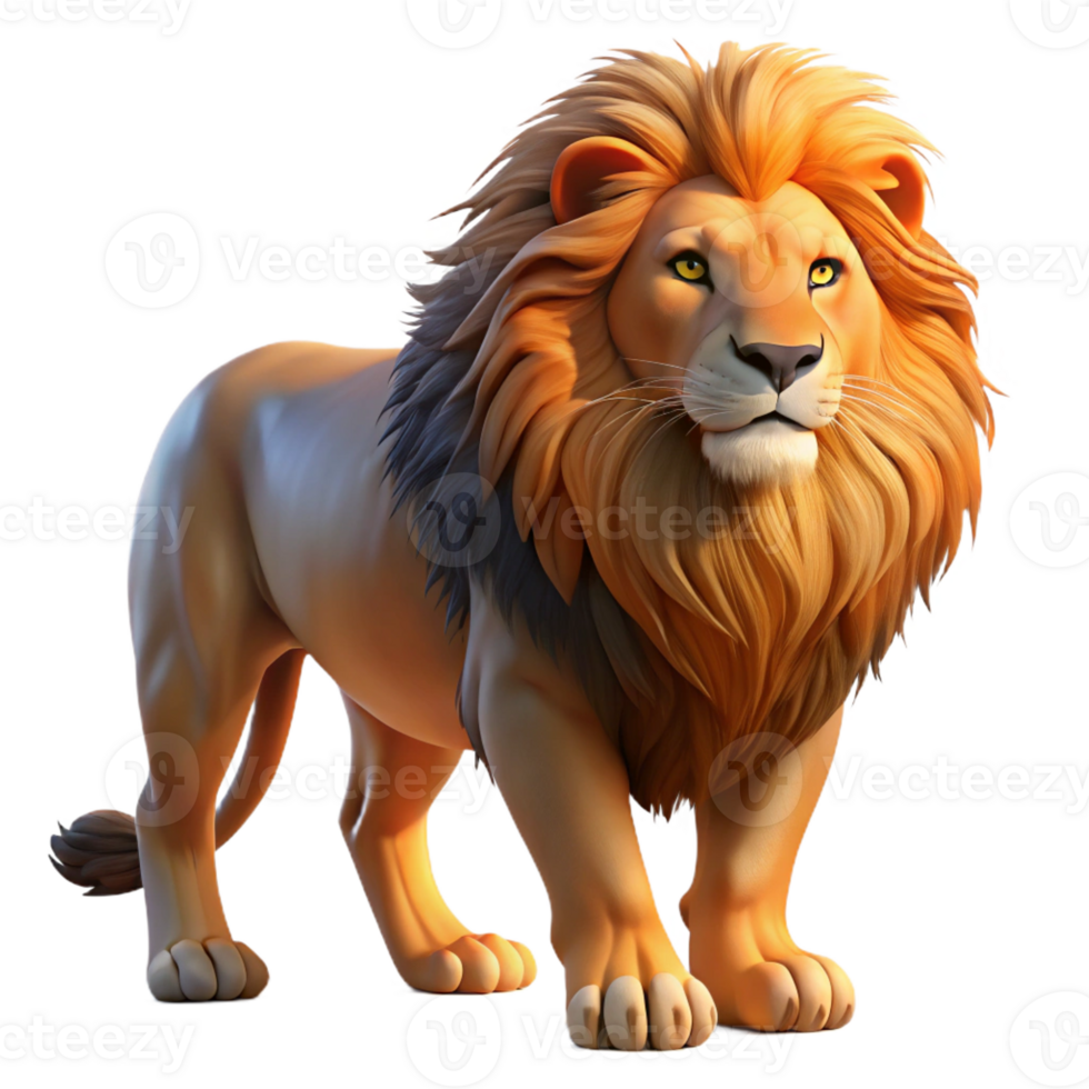 extraordinary creative A regal lion with a flowing mane, backlit by a setting sun, dramatic lighting, oil painting style professional png