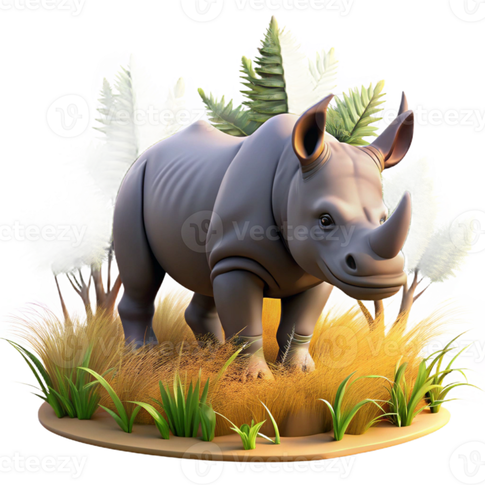 beautiful minimalist A rhinoceros charging through the bush, savanna setting, dramatic lighting, wildlife photography style high quality png