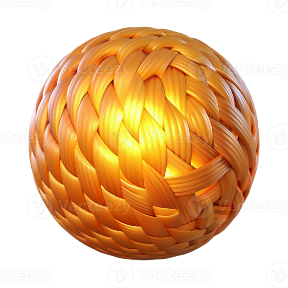 beautiful vintage A textured sphere composed of interwoven threads of light, emitting a warm, golden glow. Minimalism style with a subtle gradient high quality png