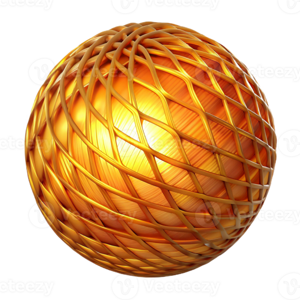 impressive abstract A textured sphere composed of interwoven threads of light, emitting a warm, golden glow. Minimalism style with a subtle gradient 4K png