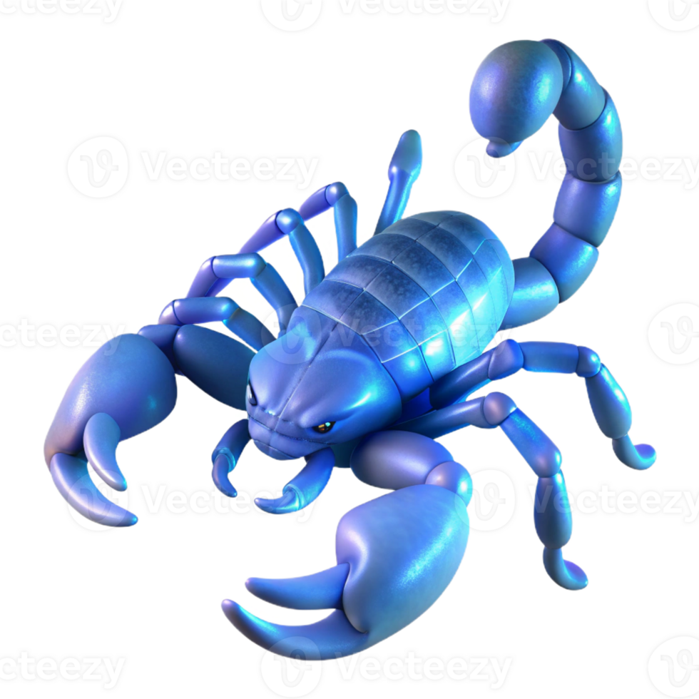 vibrant minimalist A scorpion glowing under UV light, desert setting, dark background, macro photography style high quality png
